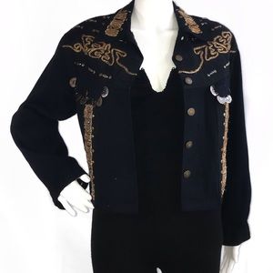 Black Beaded Jean Jacket